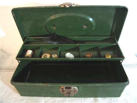 vintage metal clam shell tackle box|Antique Metal Fishing Tackle Box .